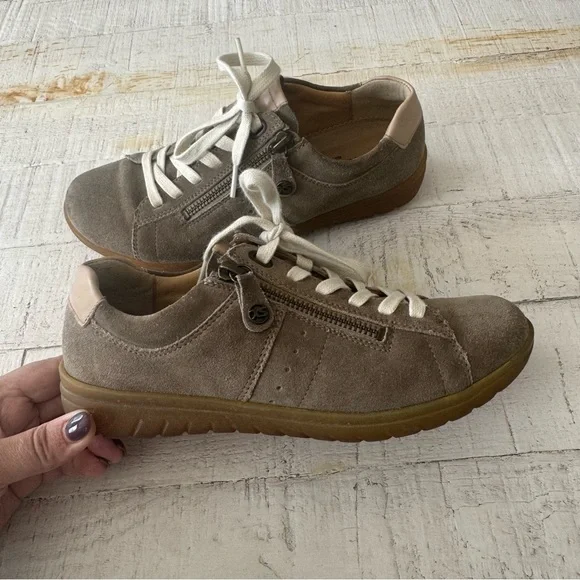 Hartjes XS Casual Shoes UK size 4‎ US size 6.5 Tan Beige Suede Side Zip Sneakers - Picture 15 of 15